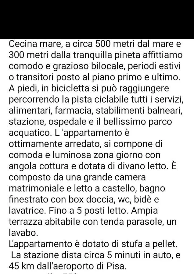 Apartment Appartamento Il Bucaniere A Marina Di Cecina Italy